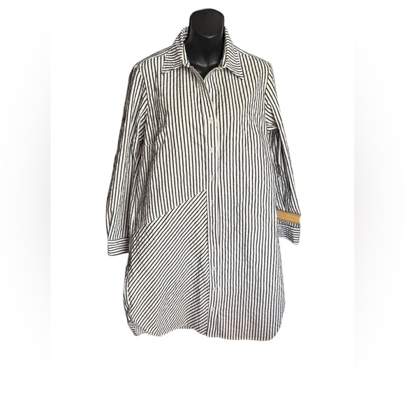 Finley Dresses & Skirts - Finley Alex Black and White Striped Shirt Dress sz M cotton mix preloved